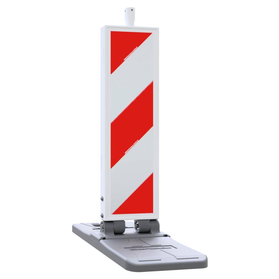 Schake Klappbake, doppelseitig rechts/-linksweisend, rot/weiß schraffiert, H 1000mm