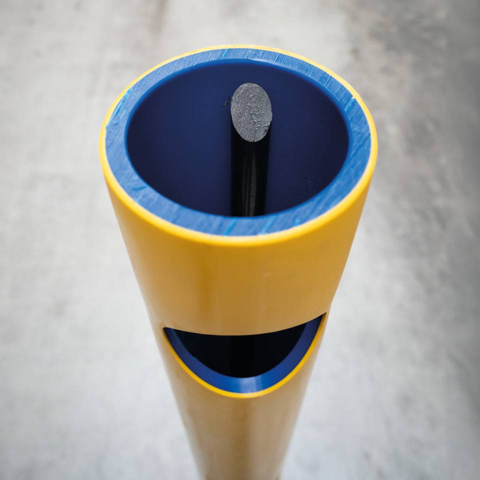 K.57 Start- und Endpfosten für Baukasten-Geländersystem, gelb, Höhe:1200mm, Ø140mm