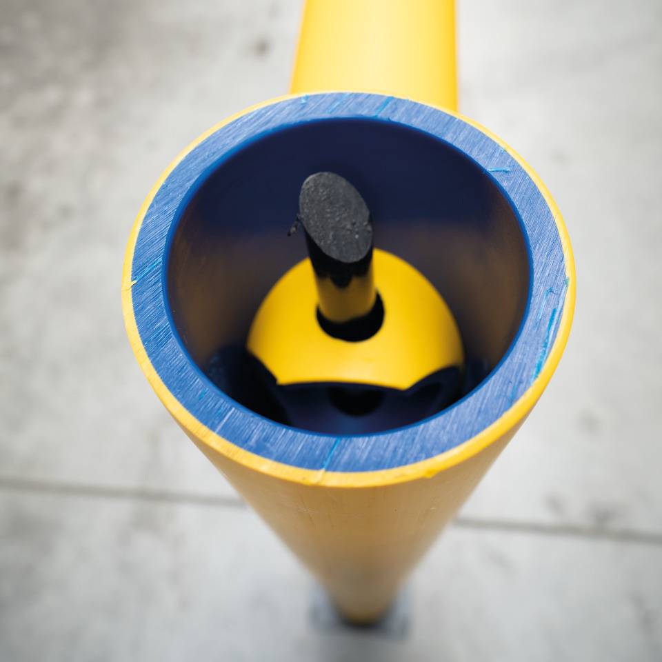 K.57 Start- und Endpfosten für Baukasten-Geländersystem, gelb, Höhe:1200mm, Ø140mm