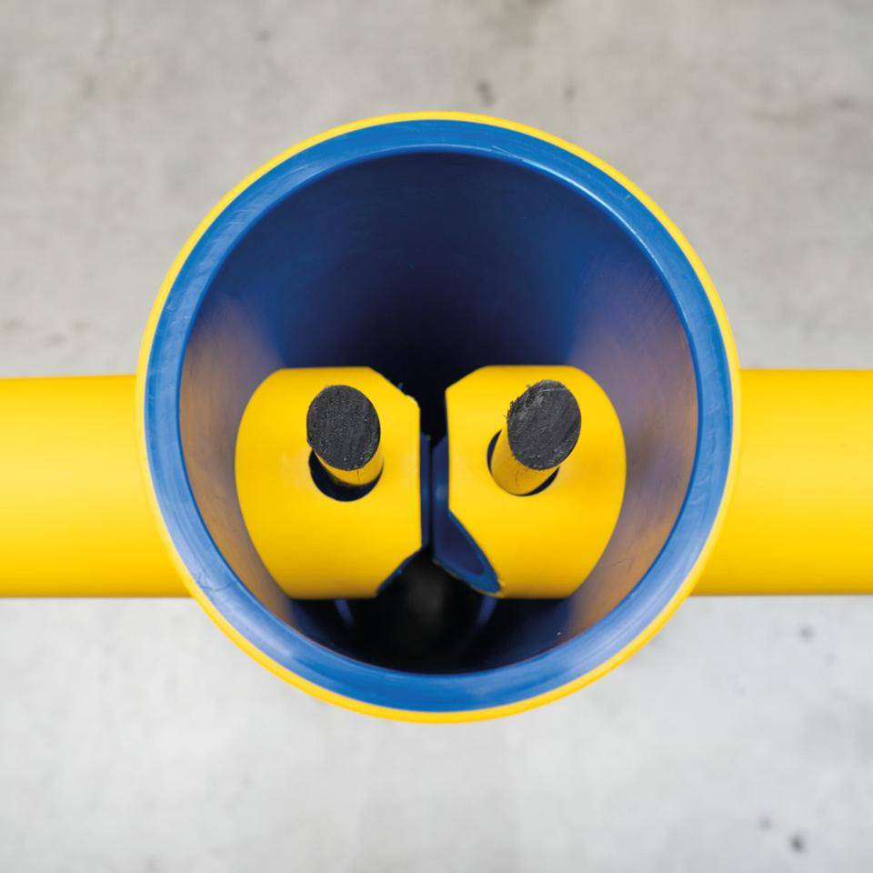 K.57 Mittelpfosten Heavy, für Baukasten-Geländersystem, gelb, Höhe:1200mm, Ø200mm