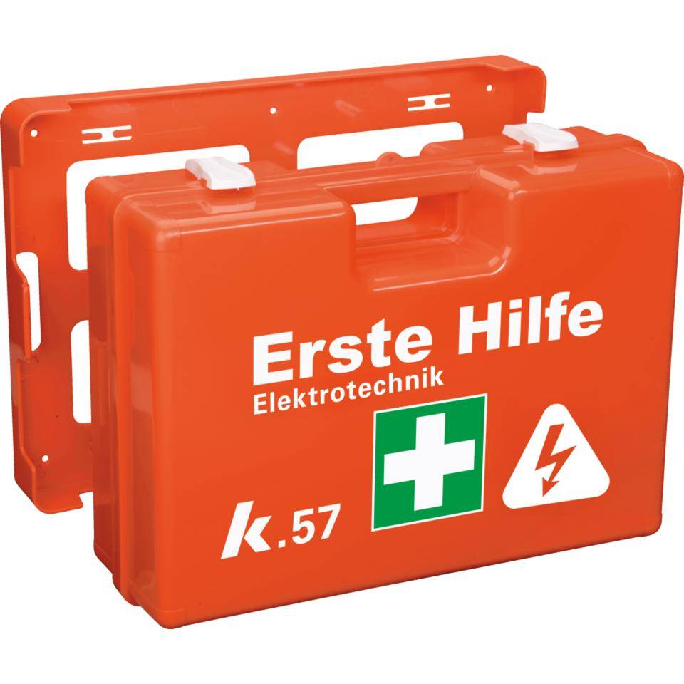K.57 Erste-Hilfe-Koffer Classic Plus Elektrotechnik, leuchtorange, 430x305x150mm