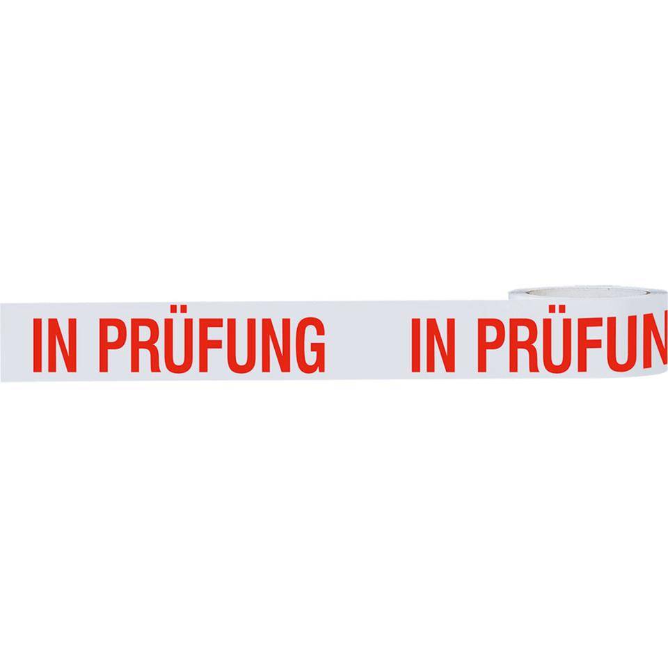Klebeband In Prüfung, weiß/rot, Polypropylen, selbstklebend, 50mm, 66m/Rolle