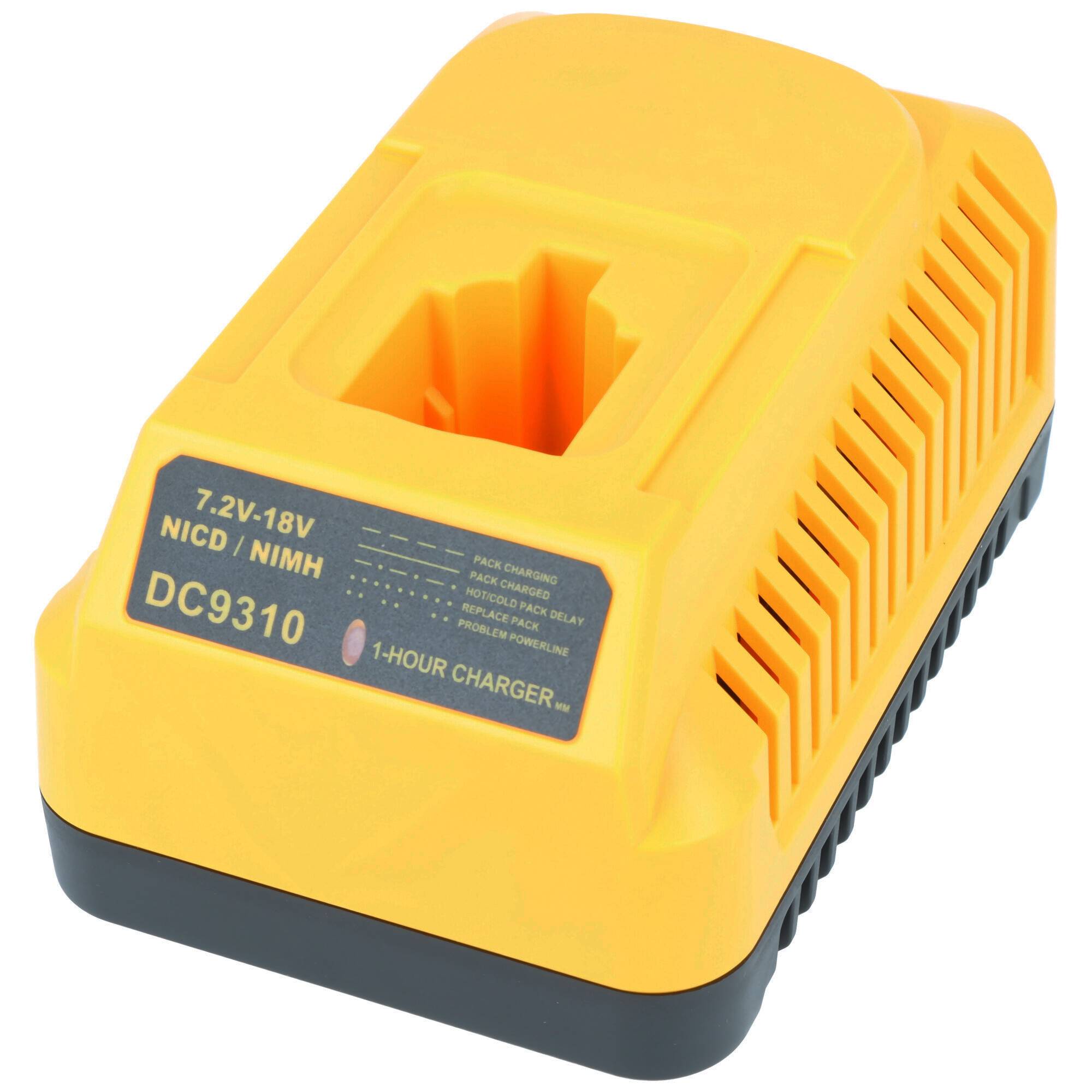 Ladegerät für Dewalt DC9310, DC9180, DC9182, ersetzt Dewalt Ladegerät DC9310, lädt NiCd und NiMH 7,2V-18V Akkus
