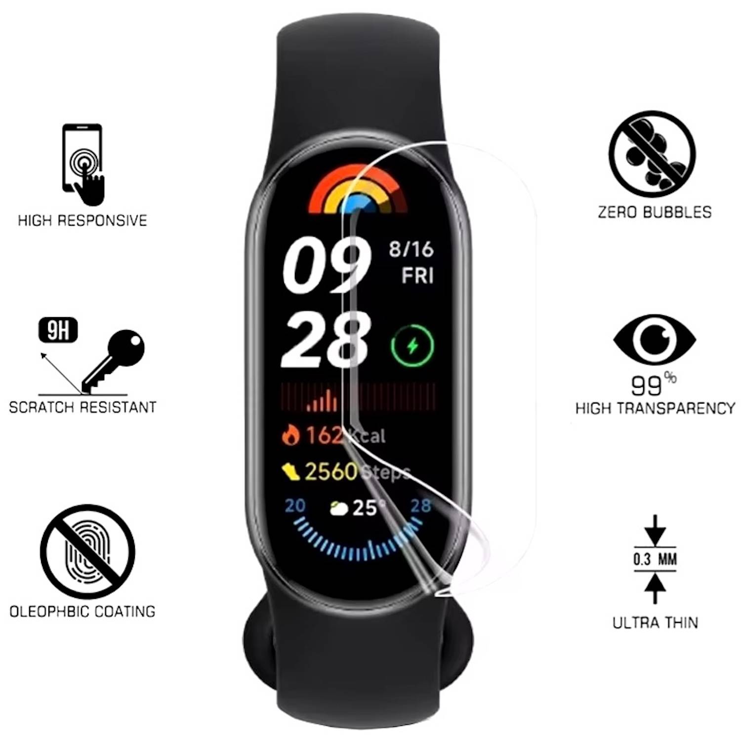 Für Xiaomi Smart Band 9 Hydrogel Touch Film Schutzfolie Transparent Display LCD