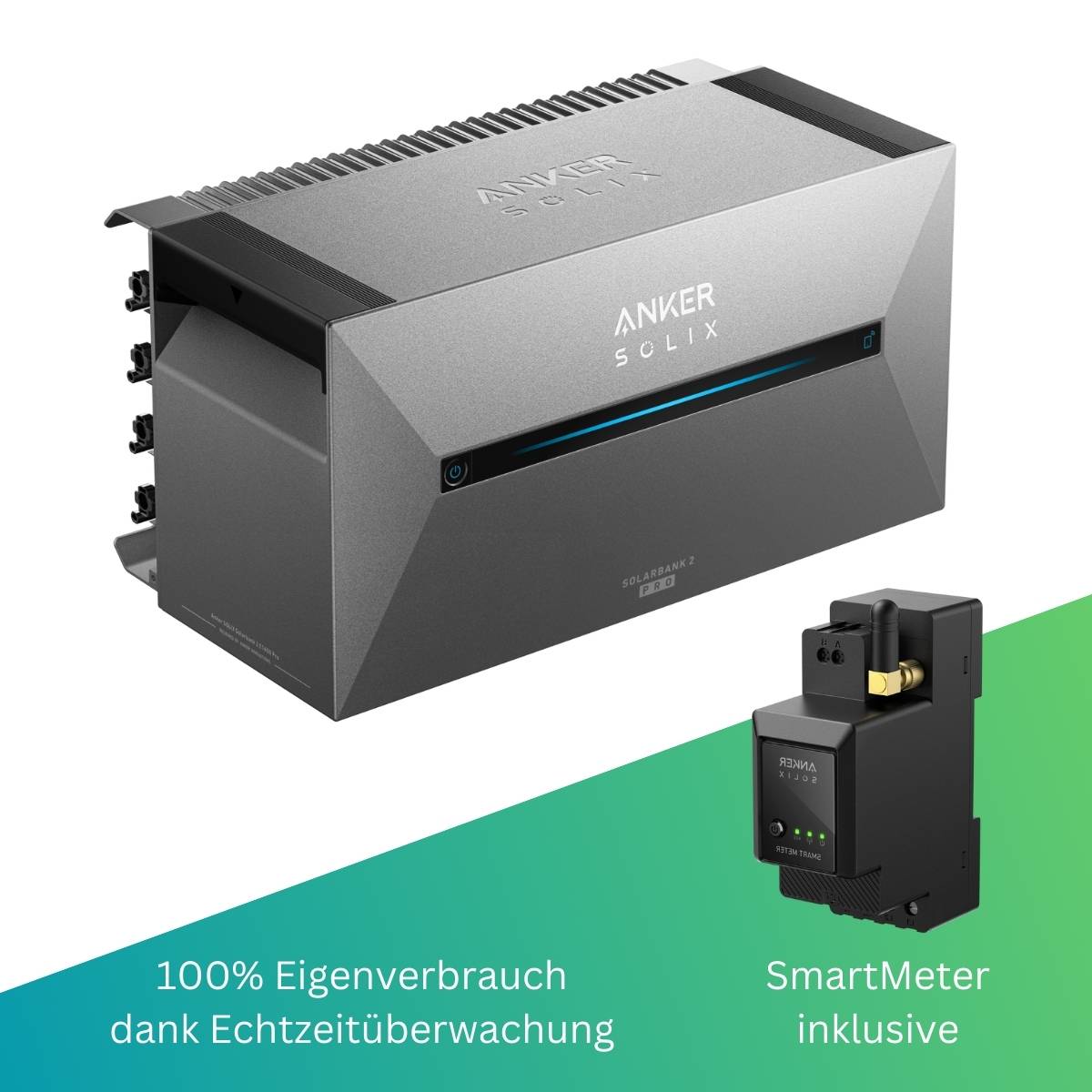 Anker Solarbank 2 PRO inkl. Smart-Meter – Speicher-Bundle für Balkonkraftwerke– 1,6 kWh – bis zu vier Solarmodule – Echtzeitüberwachung per
