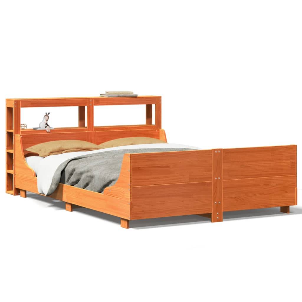 vidaXL Massivholzbett ohne Matratze Wachsbraun 150x200 cm Kiefernholz