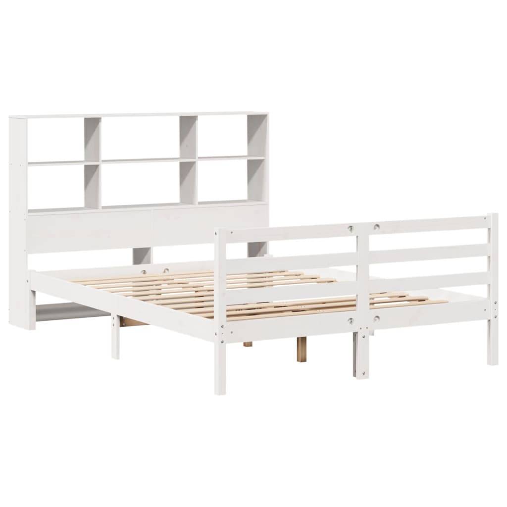 vidaXL Massivholzbett mit Regal ohne Matratze Weiß 160x200 cm Kiefer