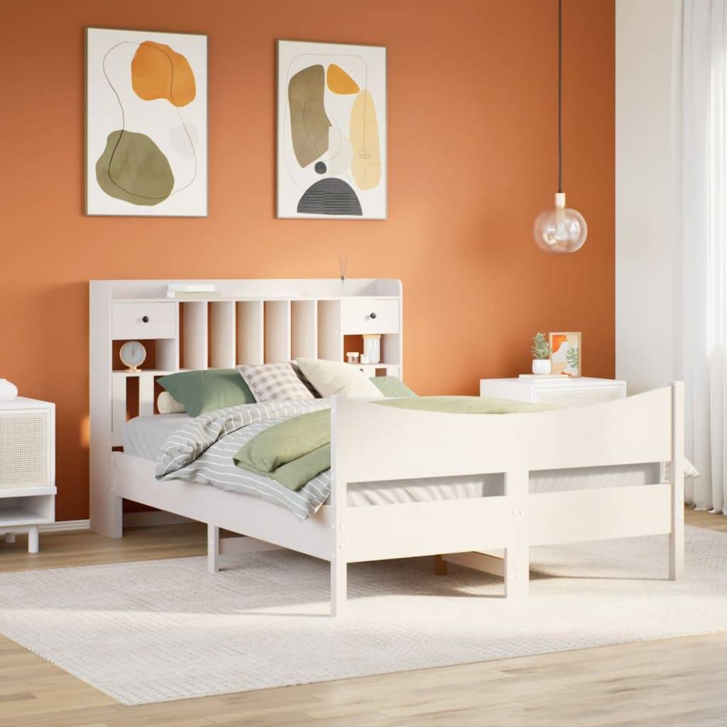 vidaXL Massivholzbett ohne Matratze Weiß 140x200 cm Kiefernholz