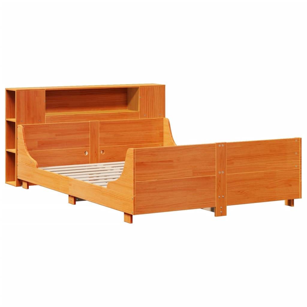vidaXL Massivholzbett ohne Matratze Wachsbraun 140x200 cm Kiefernholz