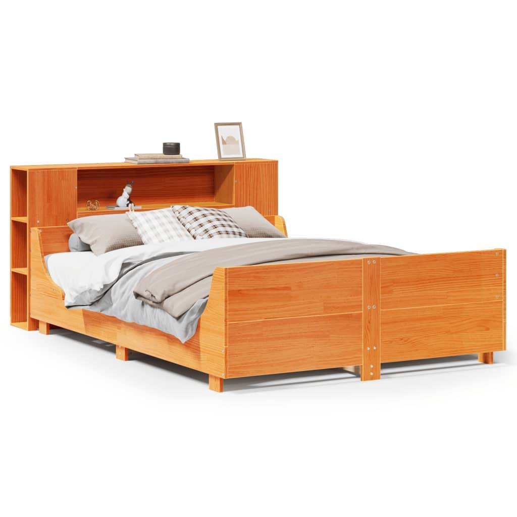 vidaXL Massivholzbett ohne Matratze Wachsbraun 140x200 cm Kiefernholz