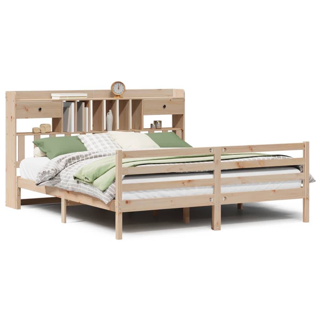 vidaXL Massivholzbett mit Regal ohne Matratze 180x200 cm Kiefernholz