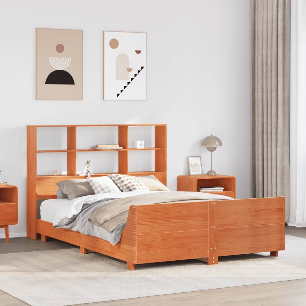 vidaXL Massivholzbett ohne Matratze Wachsbraun 150x200 cm Kiefernholz