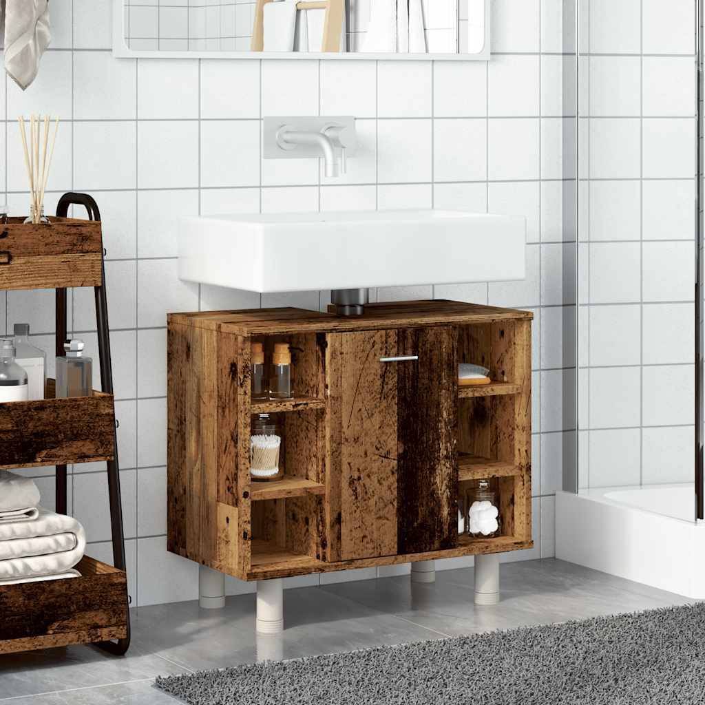 vidaXL Badschrank Altholz-Optik 60x32x53,5 cm Holzwerkstoff