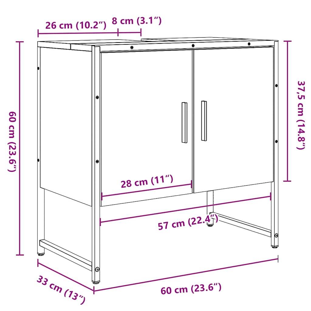 vidaXL Waschbeckenunterschrank Artisan-Eiche 60x33x60 cm