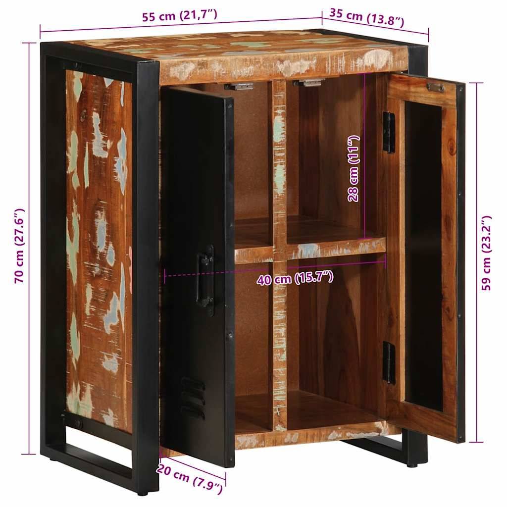 vidaXL Sideboard Mehrfarbig 55x35x70 cm Altholz Massiv