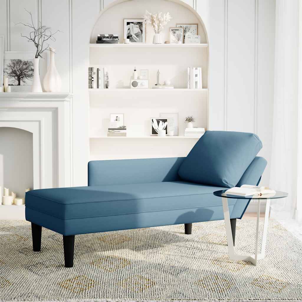 vidaXL Chaiselongue mit Kissen und Rechter Armlehne Blau Samt