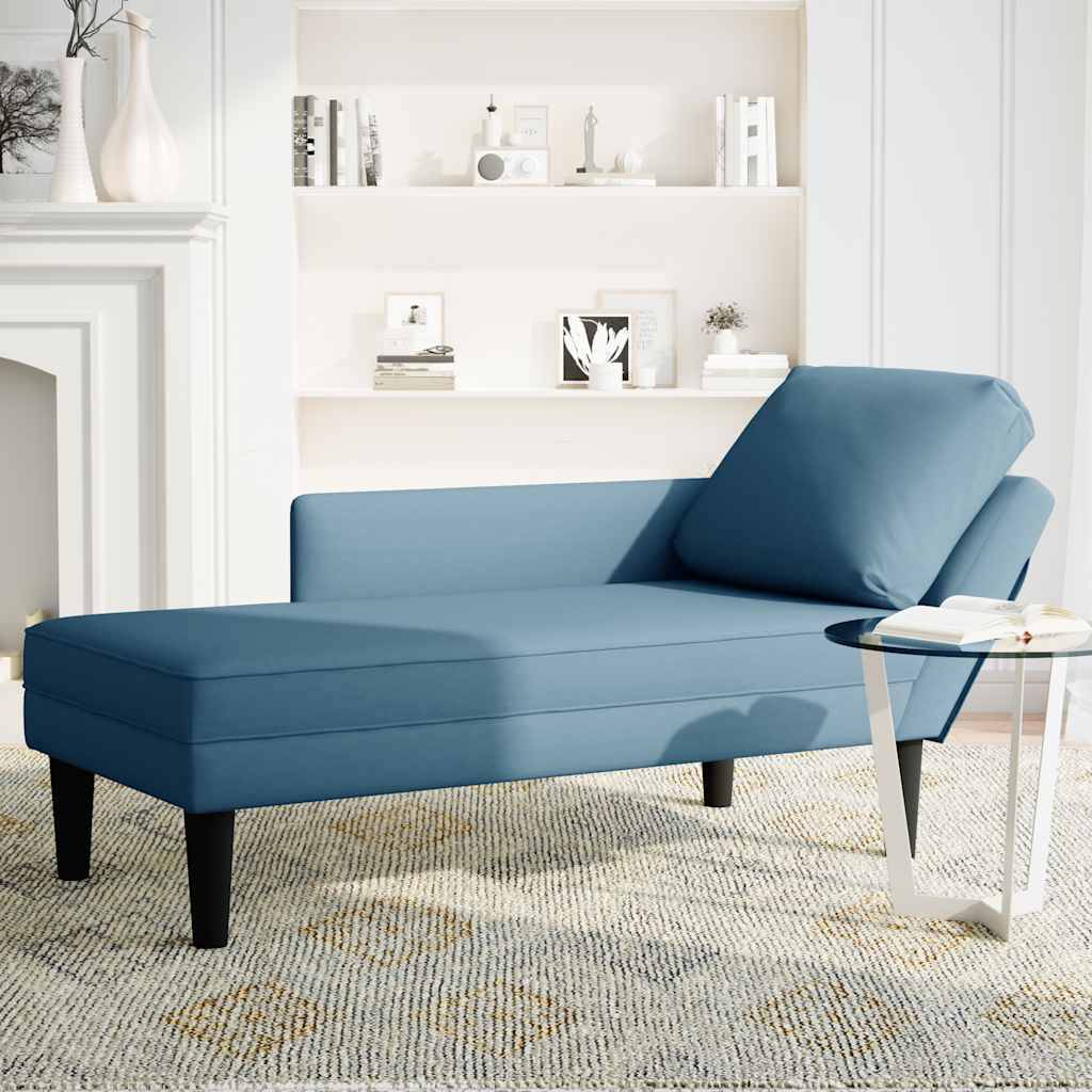 vidaXL Chaiselongue mit Kissen und Rechter Armlehne Blau Samt