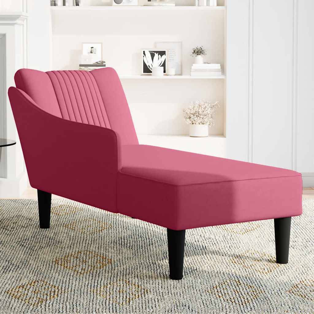 vidaXL Chaiselongue mit Rechter Armlehne Weinrot Samt