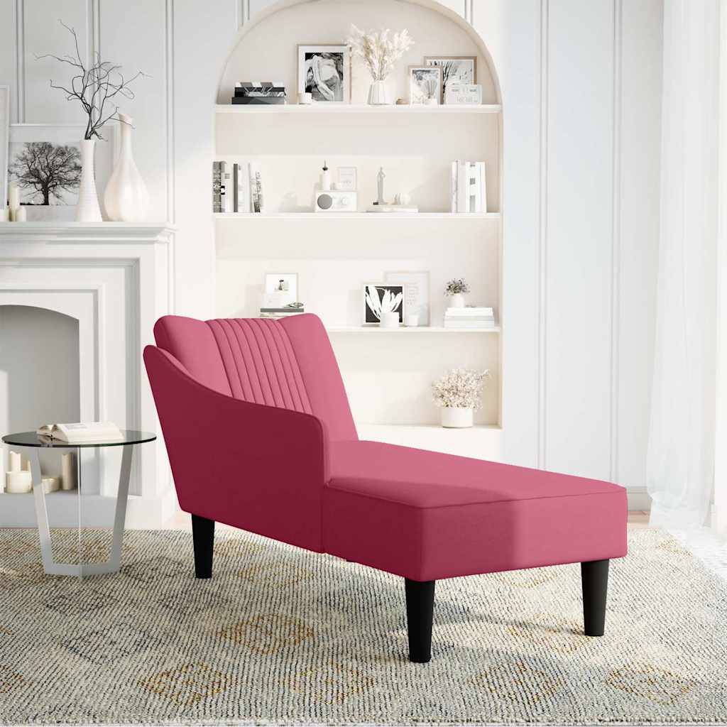 vidaXL Chaiselongue mit Rechter Armlehne Weinrot Samt