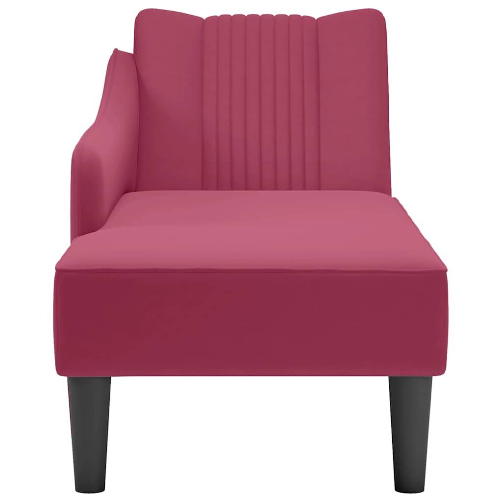 vidaXL Chaiselongue mit Rechter Armlehne Weinrot Samt