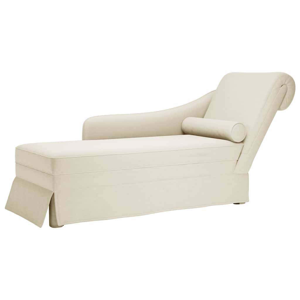 vidaXL Chaiselongue mit Nackenrolle und Rechter Armlehne Creme Samt