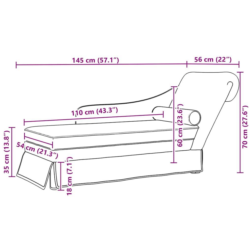 vidaXL Chaiselongue mit Nackenrolle und Rechter Armlehne Creme Samt