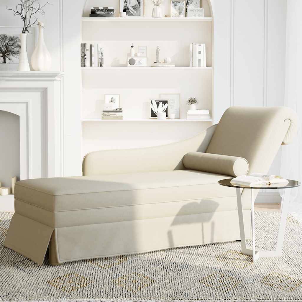 vidaXL Chaiselongue mit Nackenrolle und Rechter Armlehne Creme Samt