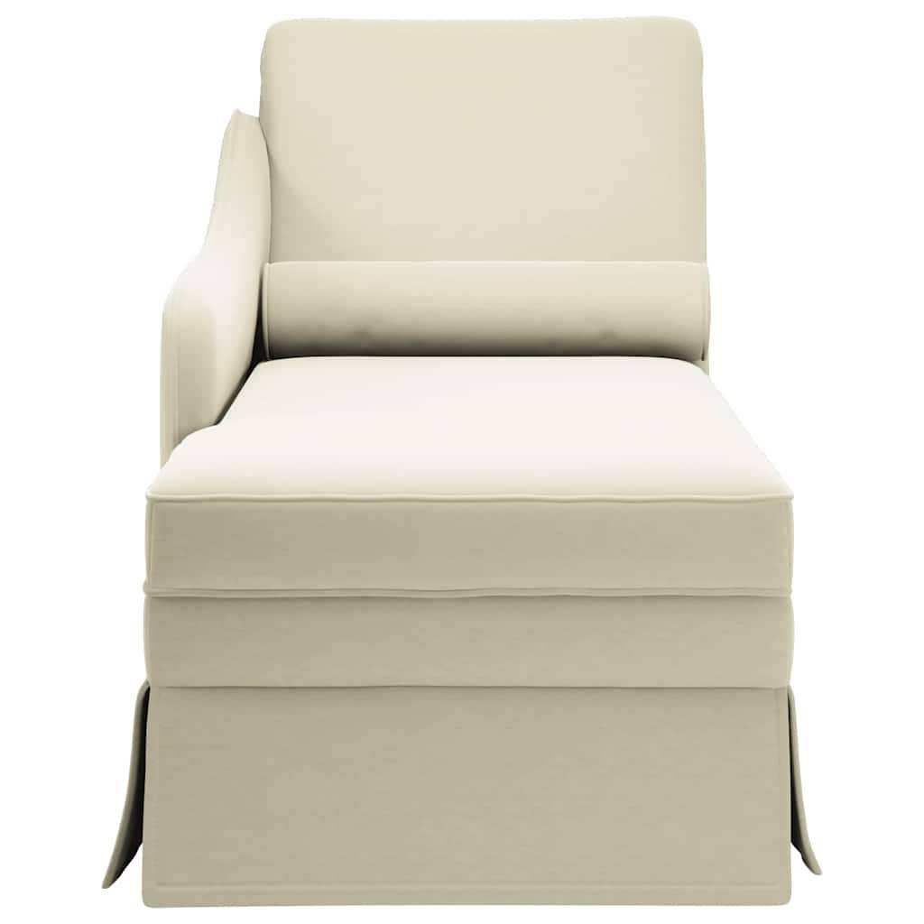 vidaXL Chaiselongue mit Nackenrolle und Rechter Armlehne Creme Samt