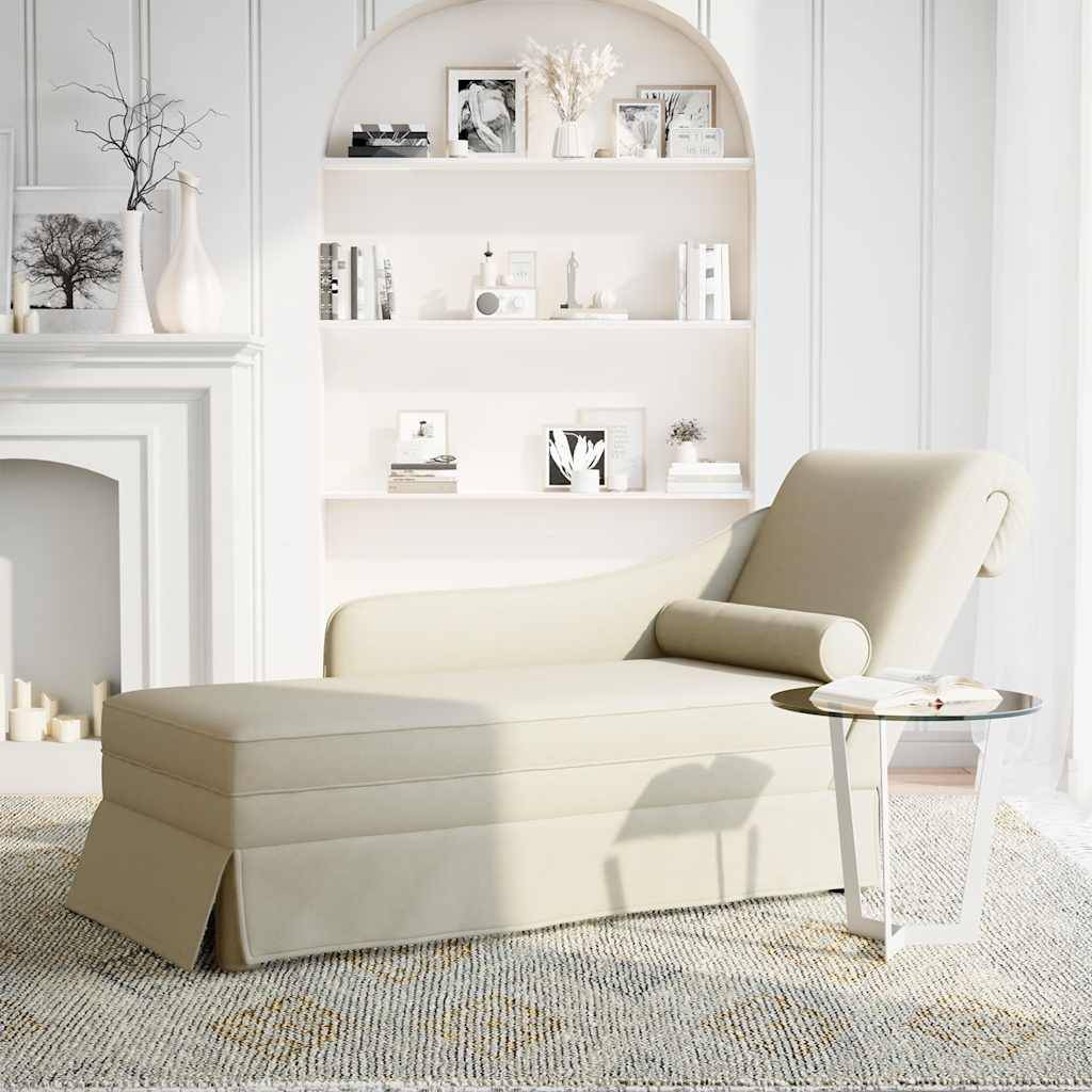 vidaXL Chaiselongue mit Nackenrolle und Rechter Armlehne Creme Samt
