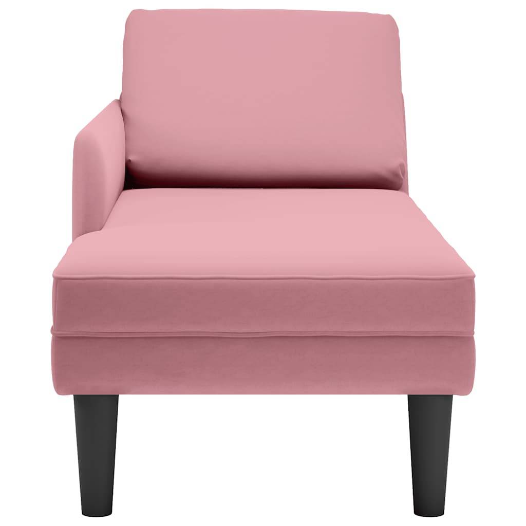vidaXL Chaiselongue mit Kissen und Rechter Armlehne Rosa Samt