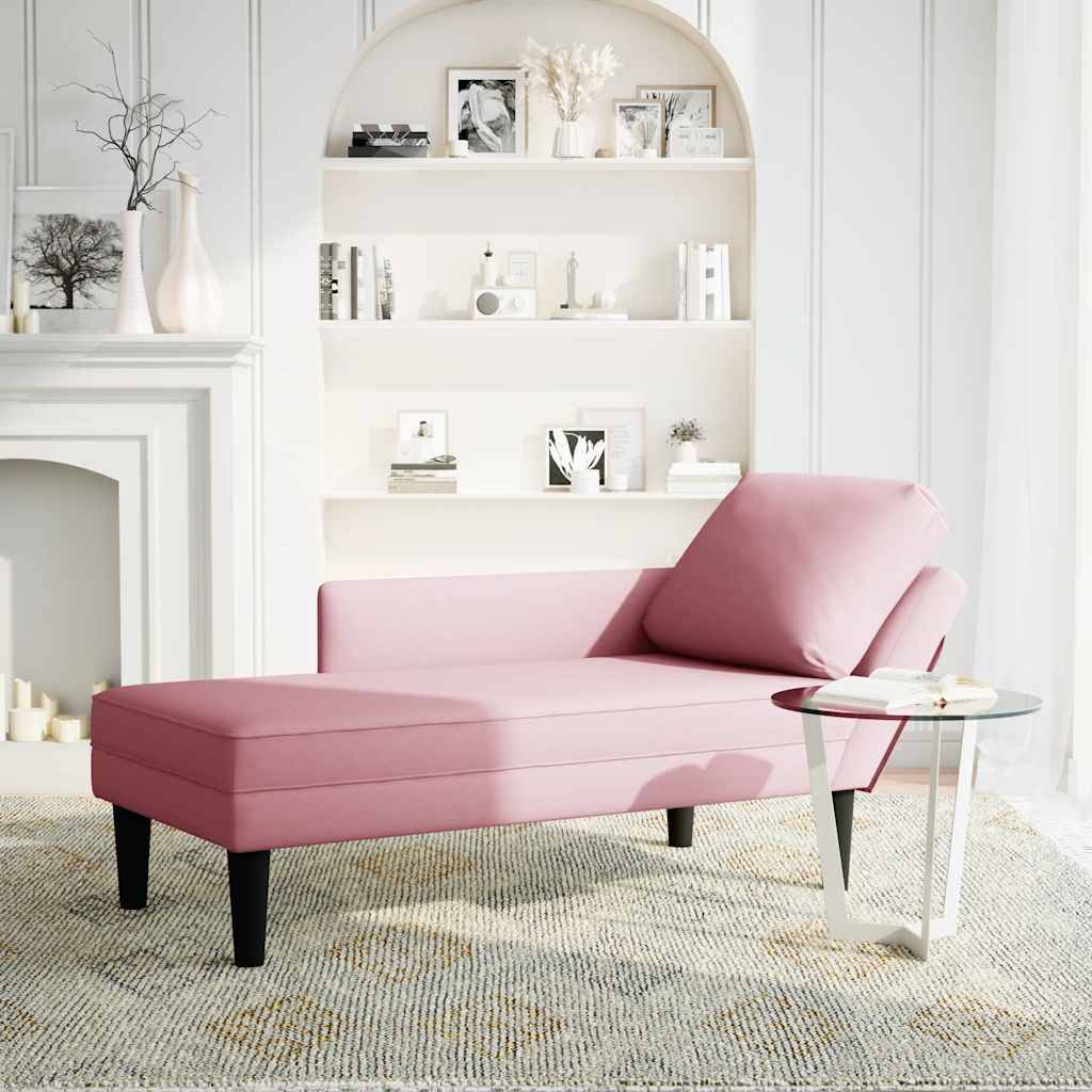 vidaXL Chaiselongue mit Kissen und Rechter Armlehne Rosa Samt