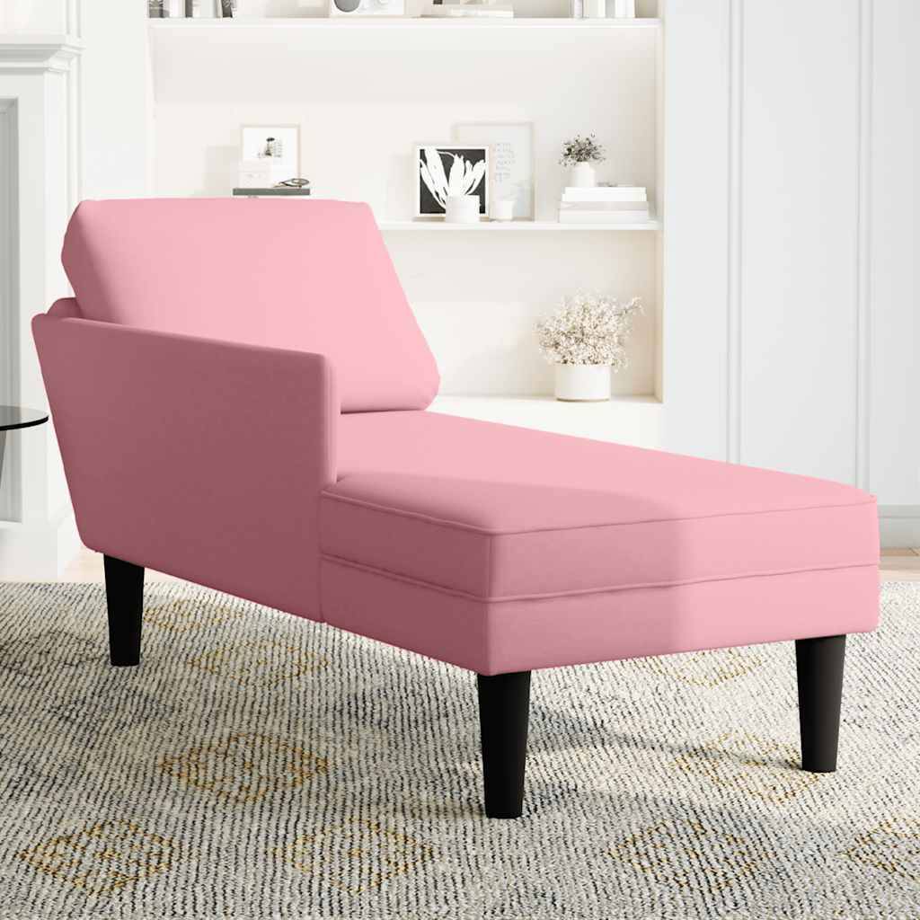 vidaXL Chaiselongue mit Kissen und Rechter Armlehne Rosa Samt