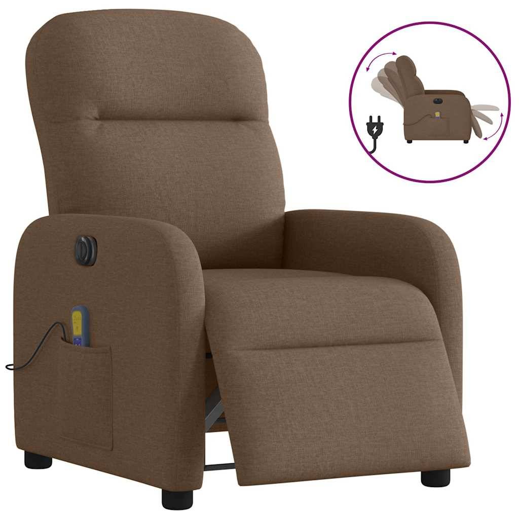 vidaXL Massagesessel Elektrisch Braun Stoff
