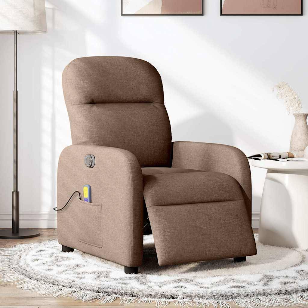 vidaXL Massagesessel Elektrisch Braun Stoff