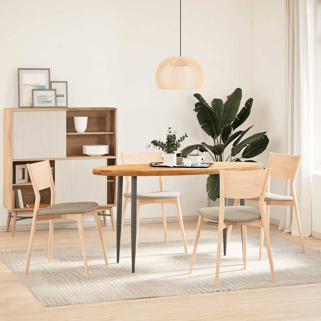 vidaXL Tischplatte Hellbraun 140x60x4 cm Massivholz Eiche Oval