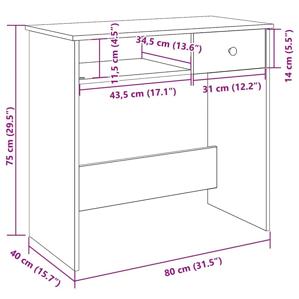 vidaXL Schreibtisch Weiß 80×40×75 cm Holzwerkstoff