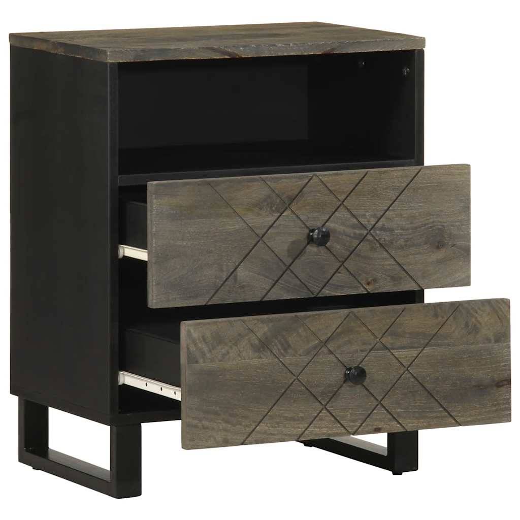 vidaXL Nachttisch Schwarz 50x33x62 cm Massivholz Mango