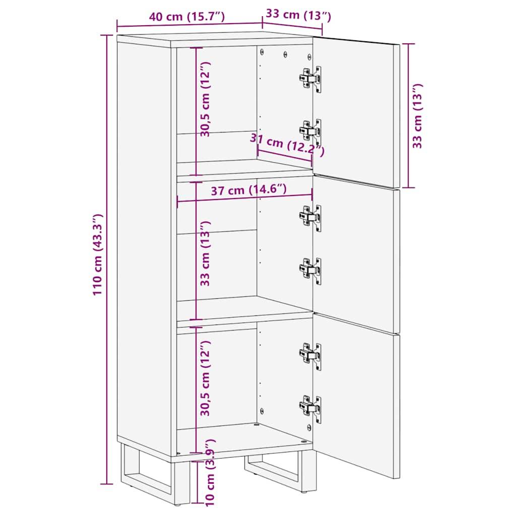 vidaXL Highboard 40x33x110 cm Massivholz Mango