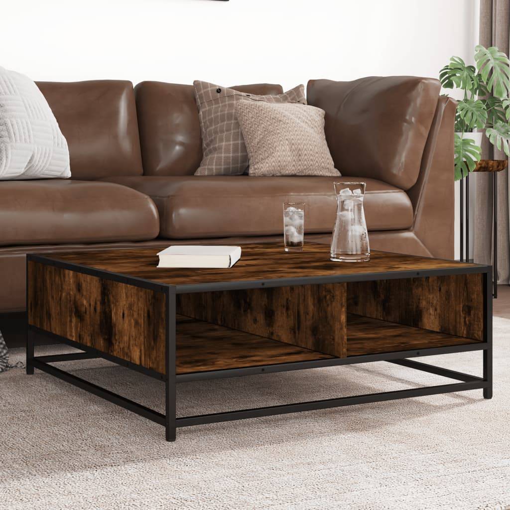 vidaXL Couchtisch Räuchereiche 80x80x30 cm Holzwerkstoff und Metall