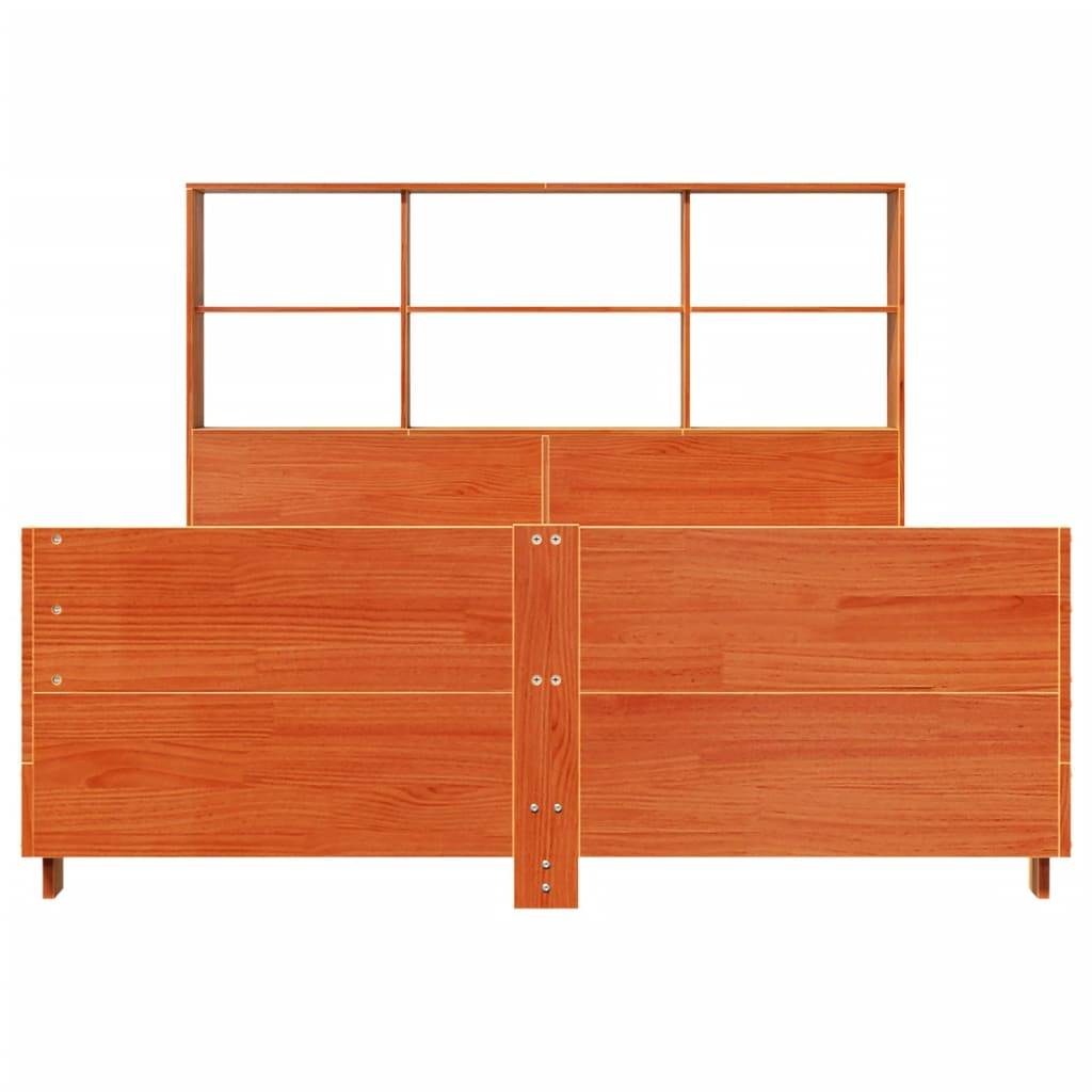 vidaXL Massivholzbett ohne Matratze Wachsbraun 150x200 cm Kiefernholz