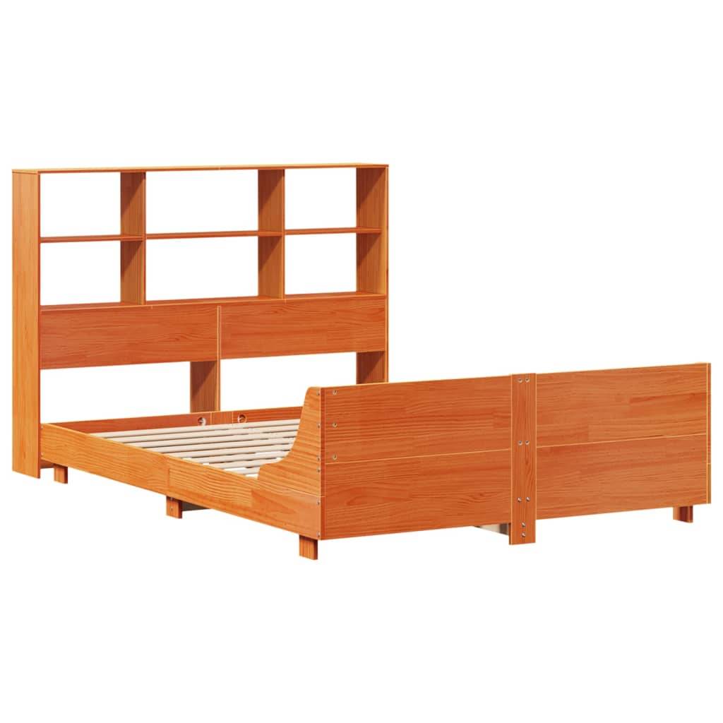 vidaXL Massivholzbett ohne Matratze Wachsbraun 150x200 cm Kiefernholz