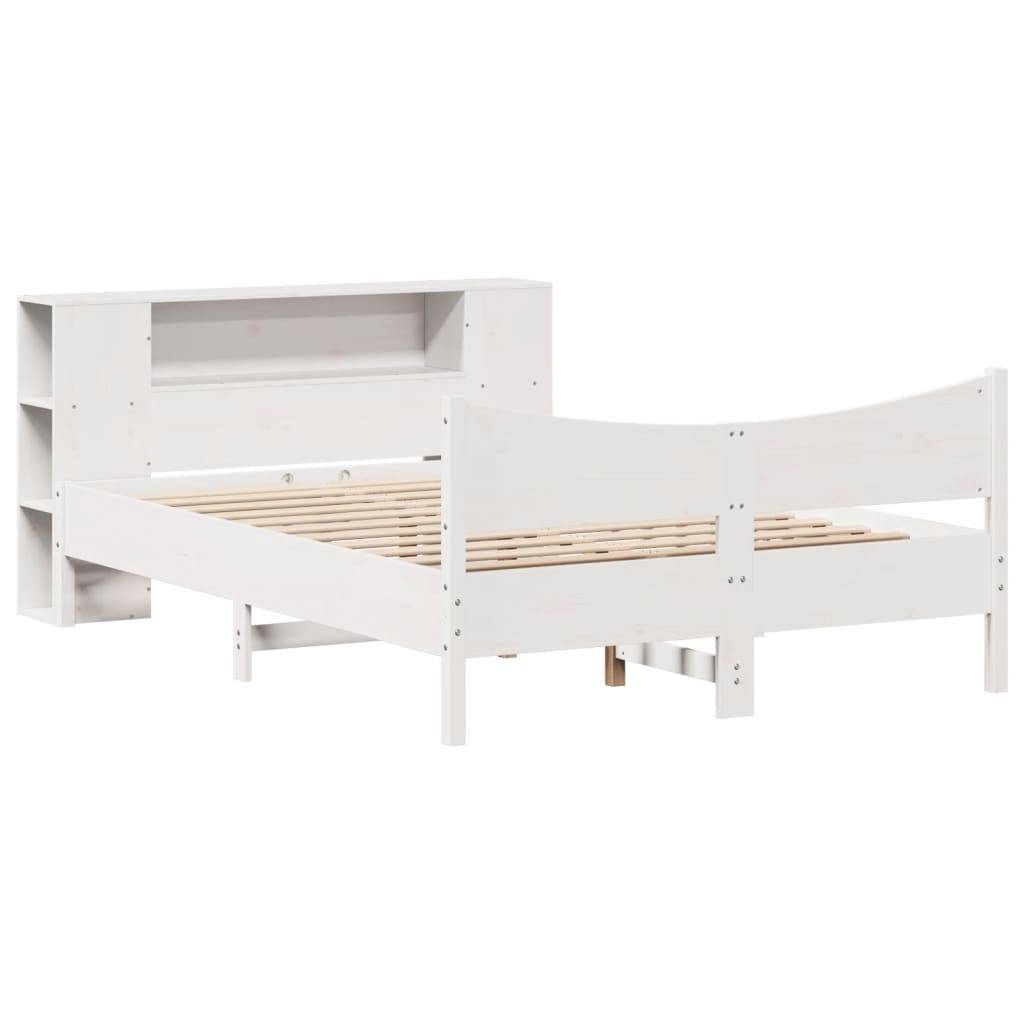 vidaXL Massivholzbett ohne Matratze Weiß 140x190 cm Kiefernholz