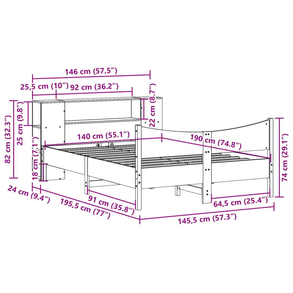 vidaXL Massivholzbett ohne Matratze Weiß 140x190 cm Kiefernholz