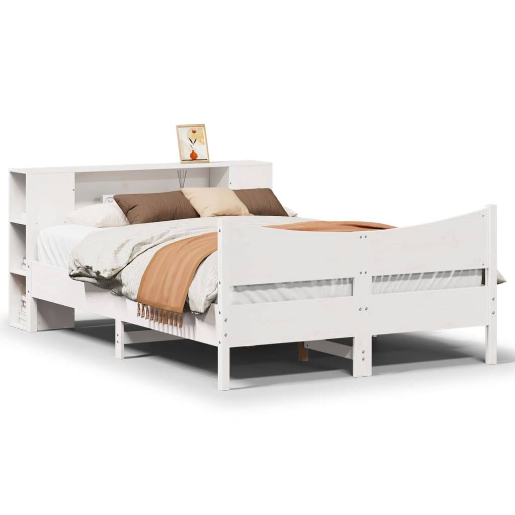 vidaXL Massivholzbett ohne Matratze Weiß 140x190 cm Kiefernholz