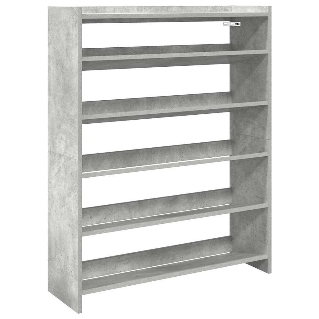 vidaXL Schuhregal Betongrau 80x25x100 cm Holzwerkstoff