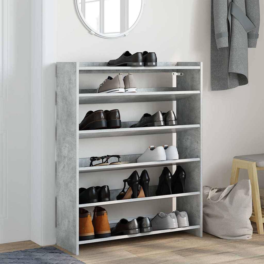 vidaXL Schuhregal Betongrau 80x25x100 cm Holzwerkstoff