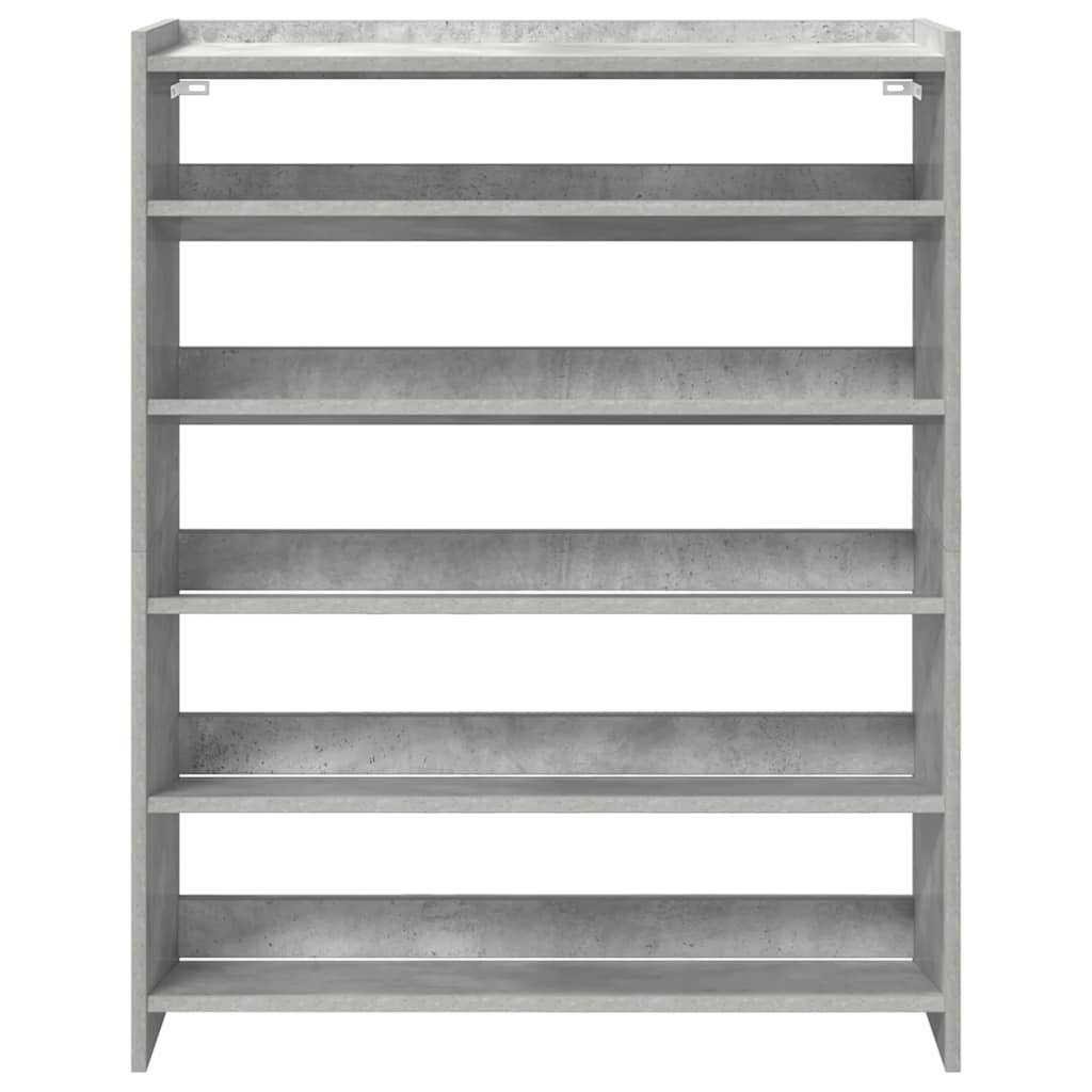 vidaXL Schuhregal Betongrau 80x25x100 cm Holzwerkstoff