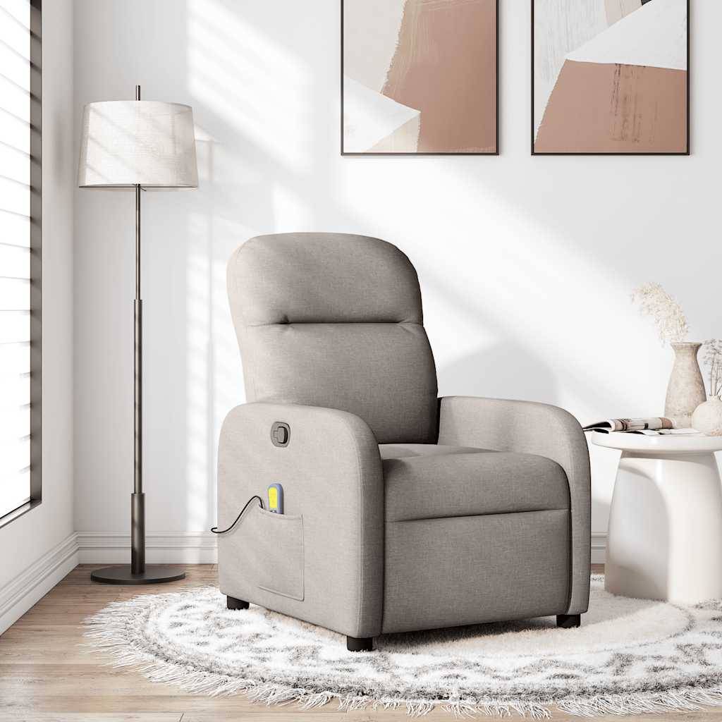 vidaXL Massagesessel Taupe Stoff