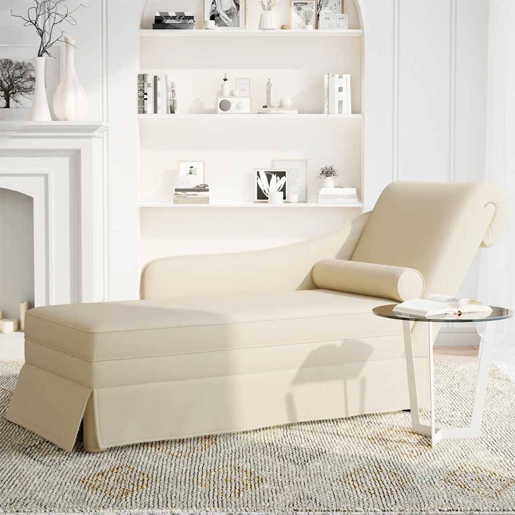 vidaXL Chaiselongue mit Nackenrolle und Rechter Armlehne Leinen