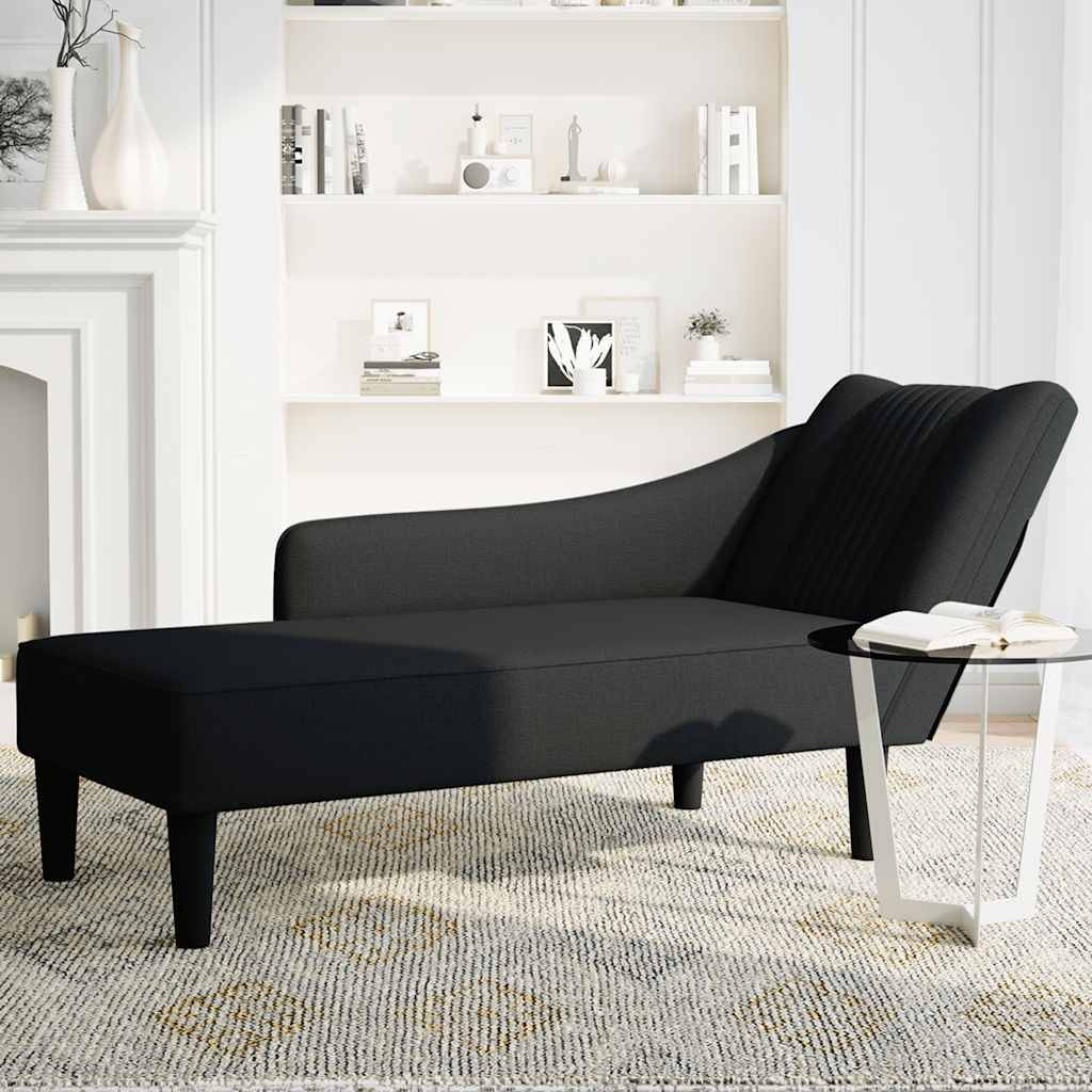 vidaXL Chaiselongue mit Rechter Armlehne Schwarz Stoff